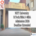 NIIT University B.Tech/BBA/i-MBA Admission 2026 Deadline Extended till March 13; Apply @niituniversity.in